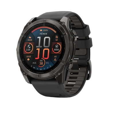 GARMIN FENIX 8 - 51 MM, AMOLED,  SAPPHIRE CARBON GRAY DLC TITANIUM  WITH BLACK/PEBBLE GRAY SILICONE